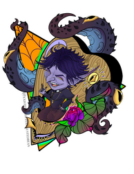 Spooky Chibi of Lilbeeart's Oc and main antagonist for her comic: 'Bound', Ny'loth!