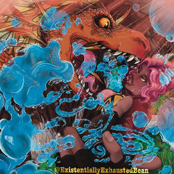 Sesh and her drake mount Dahlia having a bit of fun by the stream